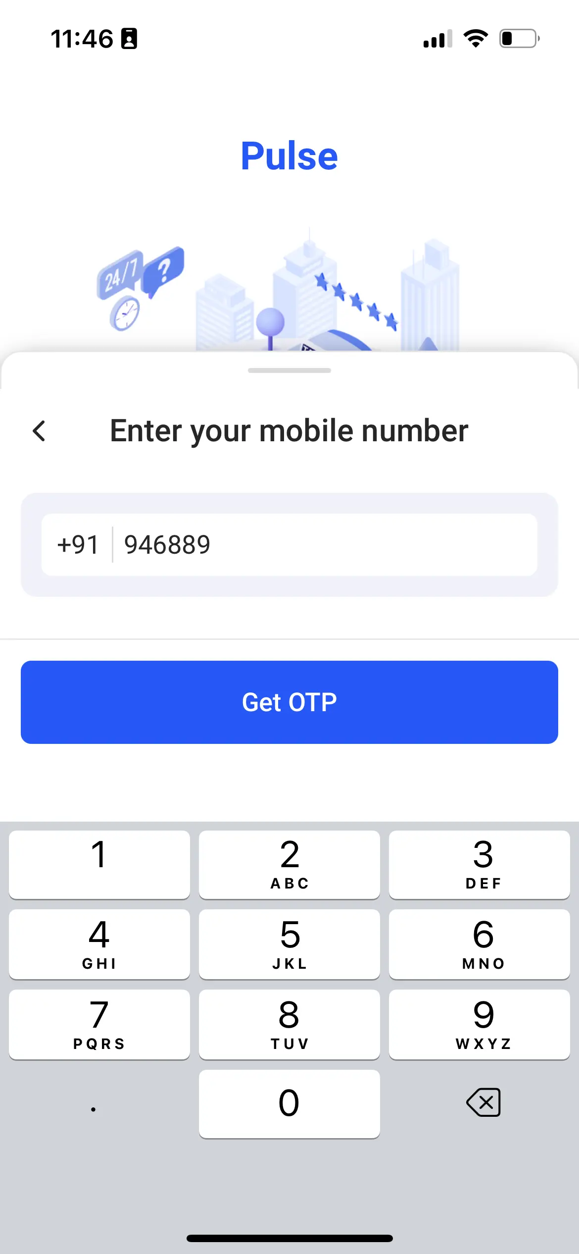 Taxi App Phone Number Keyboard Screen